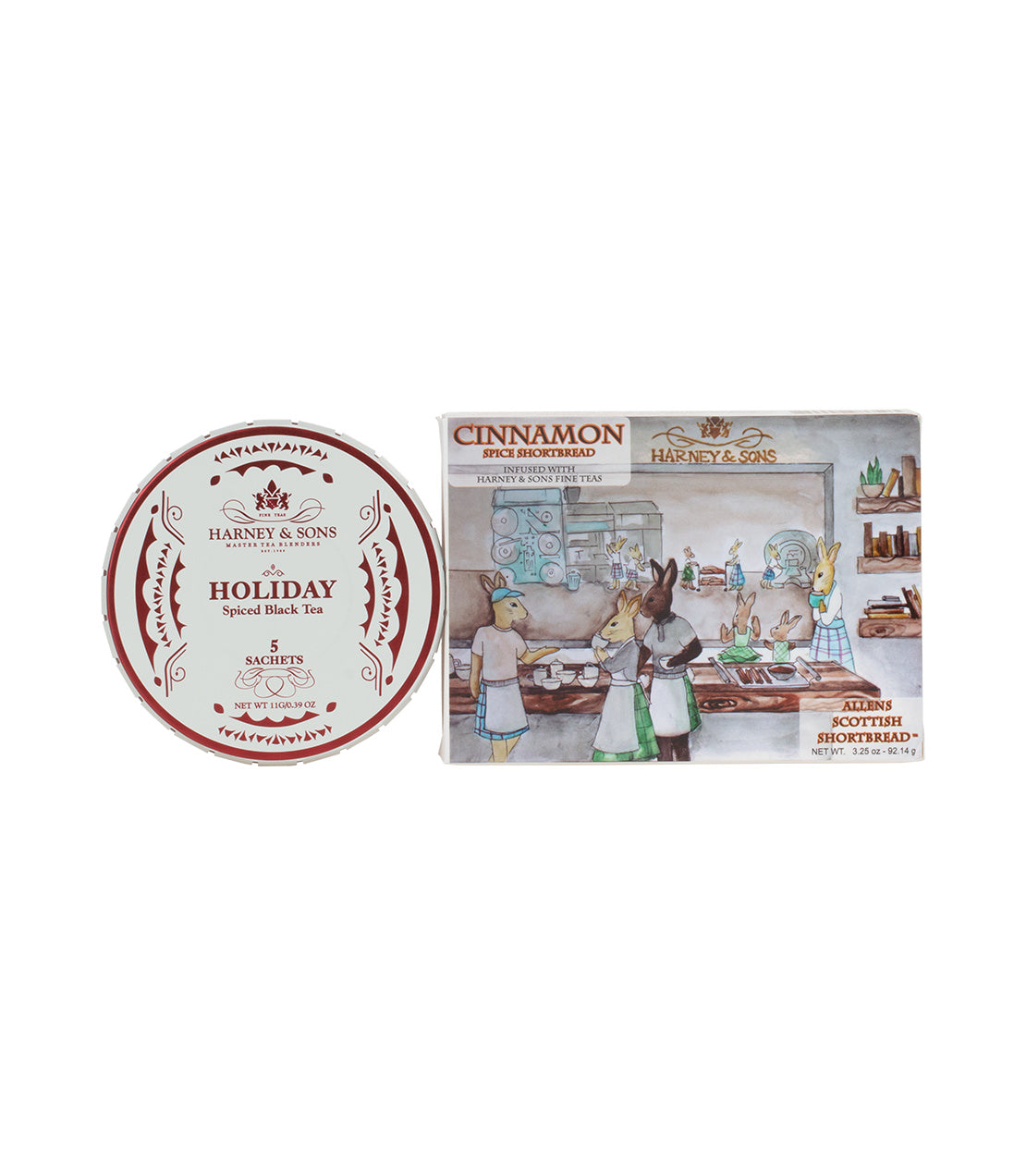 Harney & Sons Holiday Spiced Black Tea and Cinnamon Shortbread, perfect for stocking stuffer gifts.